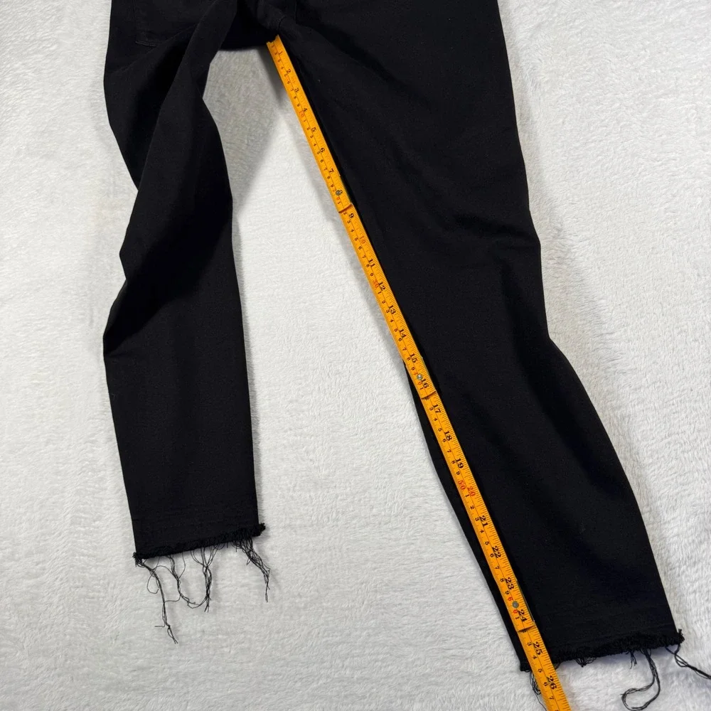 Paige Verdugo Crop Jeans Womens 30 Black Distressed‎ Skinny Ripped Raw Hem USA